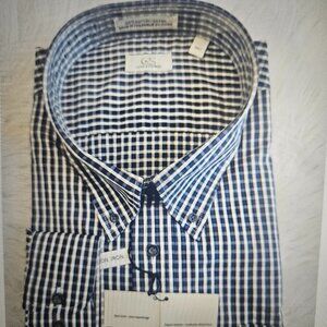 SIZE 4XLT COOPER & STUART (NEW) Blue Checked Long Sleeve Shirt Lot 176
